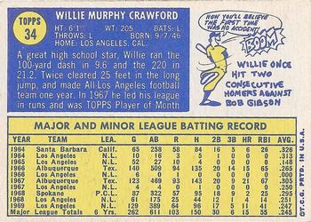 1970 Topps #34 Willie Crawford Back