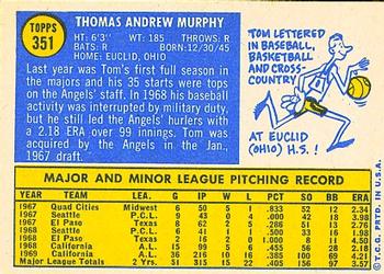 1970 Topps #351 Tom Murphy Back