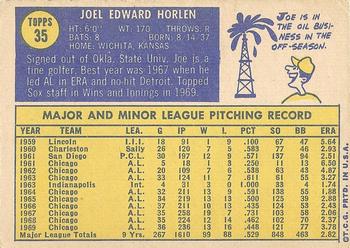1970 Topps #35 Joe Horlen Back