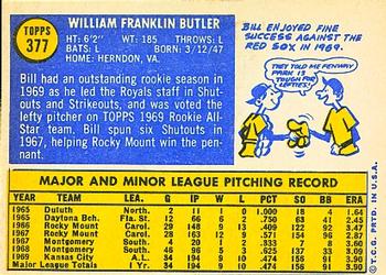 1970 Topps #377 Bill Butler Back