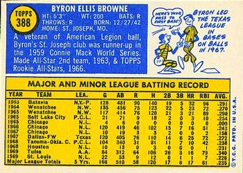 1970 Topps #388 Byron Browne Back