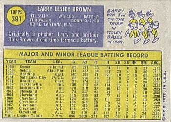 1970 Topps #391 Larry Brown Back