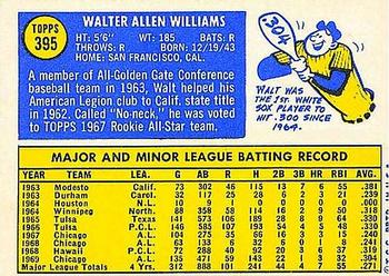 1970 Topps #395 Walt Williams Back
