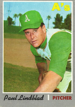 1970 Topps #408 Paul Lindblad Front