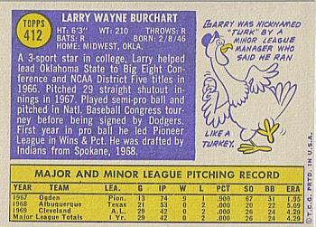 1970 Topps #412 Larry Burchart Back