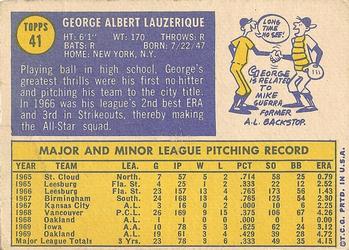1970 Topps #41 George Lauzerique Back
