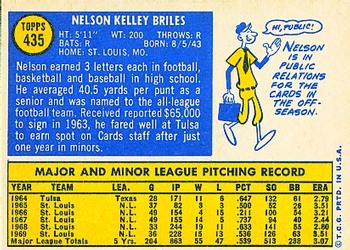 1970 Topps #435 Nelson Briles Back