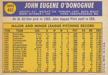 1970 Topps #441 John O'Donoghue Back