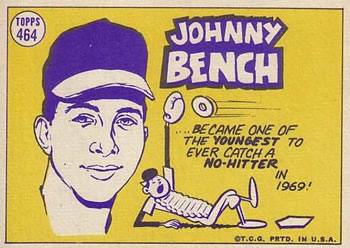 1970 Topps #464 Johnny Bench Back