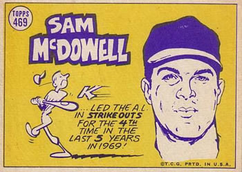 1970 Topps #469 Sam McDowell Back