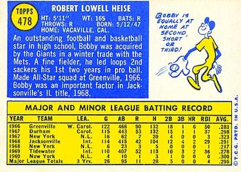 1970 Topps #478 Bob Heise | Trading Card Database