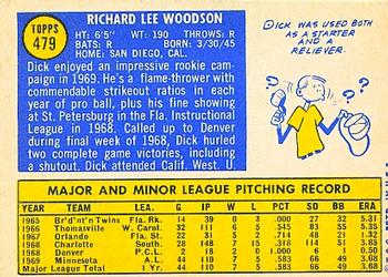 1970 Topps #479 Dick Woodson Back