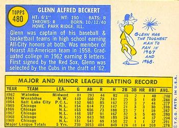 1970 Topps #480 Glenn Beckert Back