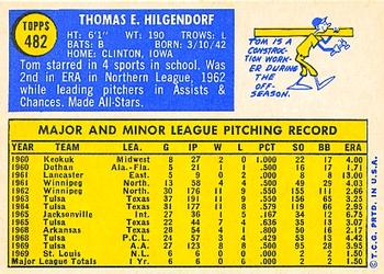 1970 Topps #482 Tom Hilgendorf Back