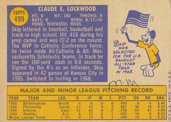 1970 Topps #499 Skip Lockwood Back