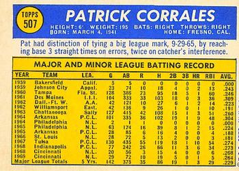 1970 Topps #507 Pat Corrales Back