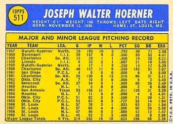1970 Topps #511 Joe Hoerner Back