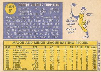 1970 Topps #51 Bob Christian Back