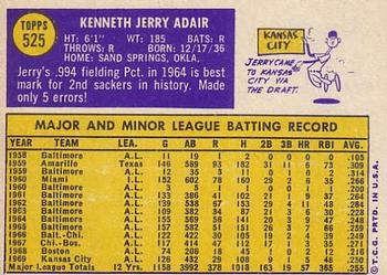 1970 Topps #525 Jerry Adair Back