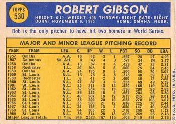 1970 Topps #530 Bob Gibson Back