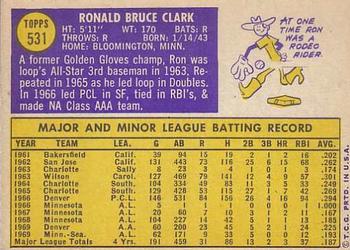 1970 Topps #531 Ron Clark Back