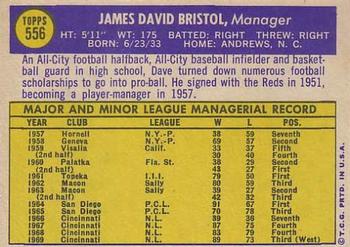 1970 Topps #556 Dave Bristol Back