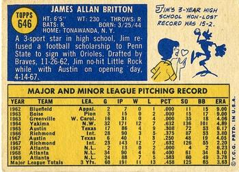1970 Topps #646 Jim Britton Back
