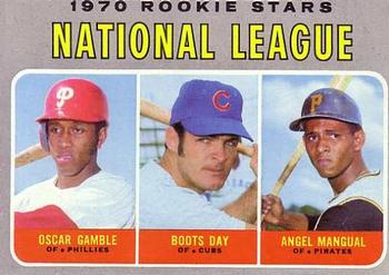1970 Topps #654 N.L. 1970 Rookie Stars (Oscar Gamble / Boots Day / Angel Mangual) Front