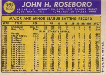 1970 Topps #655 John Roseboro Back
