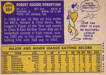 1970 Topps #664 Bob Robertson Back