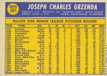 1970 Topps #691 Joe Grzenda Back