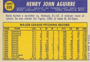 1970 Topps #699 Hank Aguirre Back