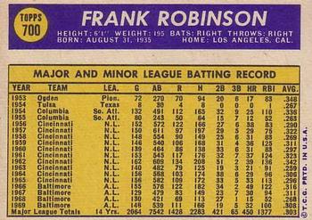 1970 Topps #700 Frank Robinson Back