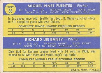 1970 Topps #88 Pilots 1970 Rookie Stars (Miguel Fuentes / Dick Baney) Back