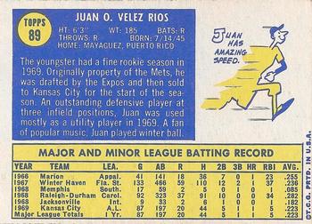 1970 Topps #89 Juan Rios Back