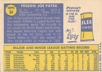 1970 Topps #94 Fred Patek Back