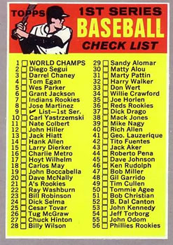 1970 Topps #9 1st Series Checklist: 1-132 Front