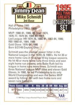1995 Jimmy Dean All-Time Greats #NNO Mike Schmidt Back