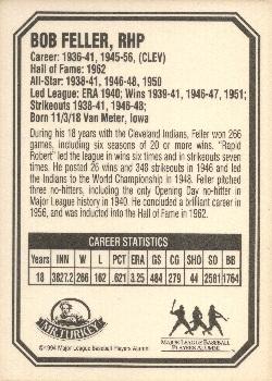 1995 Mr. Turkey Baseball Greats #1 Bob Feller Back