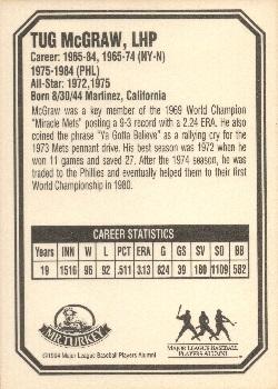 1995 Mr. Turkey Baseball Greats #3 Tug McGraw Back