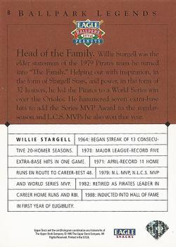 1995 Upper Deck Eagle Peanuts Legends #8 Willie Stargell Back