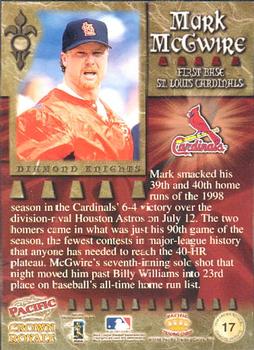 1998 Pacific Crown Royale - Diamond Knights #17 Mark McGwire Back