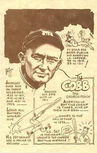 1977-81 Bob Parker Hall of Fame #13 Ty Cobb Front