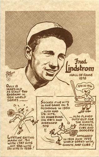 1977-81 Bob Parker Hall of Fame #32 Fred Lindstrom Front
