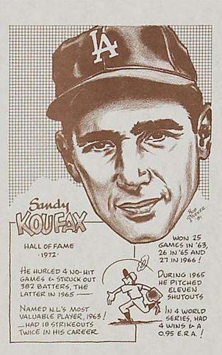 1977-81 Bob Parker Hall of Fame #95 Sandy Koufax Front
