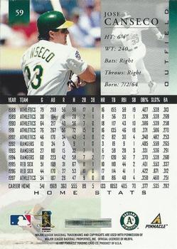 1998 Pinnacle - Home Stats #59 Jose Canseco Back