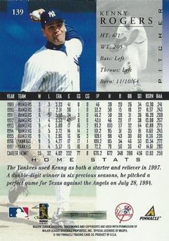 1998 Pinnacle - Home Stats #139 Kenny Rogers Back