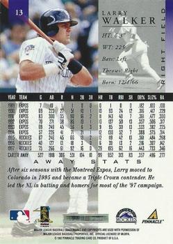 1998 Pinnacle - Away Stats #13 Larry Walker Back