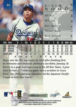 1998 Pinnacle - Away Stats #44 Hideo Nomo Back