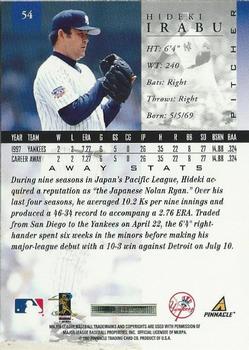 1998 Pinnacle - Away Stats #54 Hideki Irabu Back